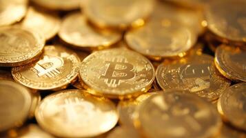 Gold coins symbolizing cryptocurrency investment and the rise of digital currencies photo