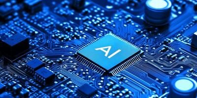 Close-up view of a microprocessor on a circuit board showcasing artificial intelligence technology photo