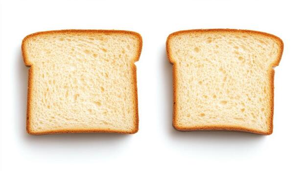 Freshly sliced white bread arranged neatly on a white background for culinary presentation and food photography photo