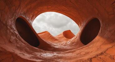 A tunnel with two holes in it photo