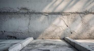 An empty room with concrete walls and a concrete floor photo