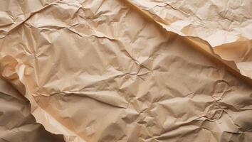 Crumpled Brown Paper Texture, Abstract Background of Crinkled Kraft Paper Sheet. photo