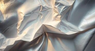 Silver Folds and Light Reflections. Abstract Metallic Texture with Dynamic Shadows. photo