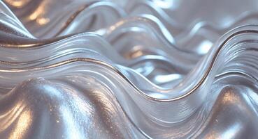 Abstract Waves of Silver and Gold with Sparkling Details, Metallic Background. photo