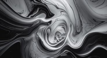 Abstract Marble Swirl in Monochrome, Capturing Depth and Fluidity of Forms. photo