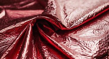 A close up of a red shiny fabric photo