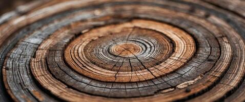 A close up of a wooden circle with a circular pattern photo