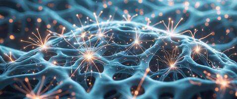 Neural Network Visualization. Abstract Concept of Connectivity and Interconnectedness. photo