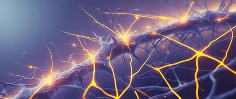 Neural Network, Brain Activity, Neuron Connection, Synapse, Brain Cells, Electricity. photo