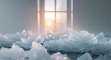 A room with snow and ice on the floor photo