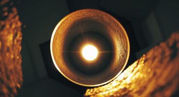 An abstract view of the light source in a lamp, revealing a glowing tunnel vision. photo