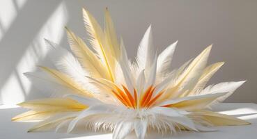 Feathered Bloom. A Delicate Composition of Light, Shadows, and Textural Elements. photo