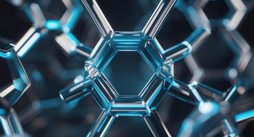 Abstract Hexagonal Structure with Blue Illumination, Futuristic Technology Concept. photo