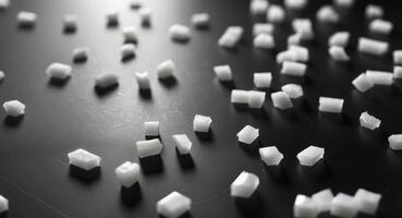 A group of white sugar cubes on a black surface photo