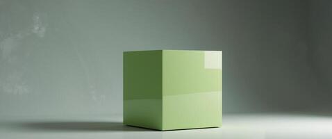 A green cube sitting on a table photo