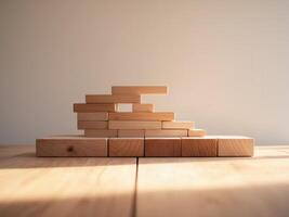 A wooden block on top of a table photo