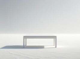 White table in the middle of a white field photo
