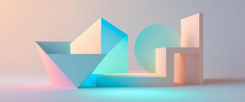 Abstract Geometric Composition with Pastel Colors. Triangle, Circle and Rectangles. photo