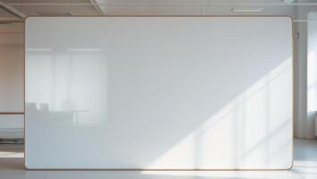 Minimalist Whiteboard Setup in Bright Room with Natural Light and Conference Space. photo