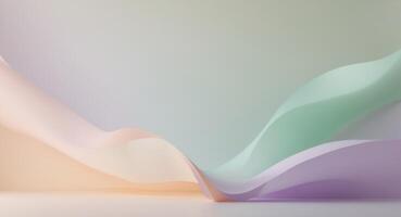 Abstract Pastel Waves in Light Studio. Soft Colors, Elegant Flow, and Serene Atmosphere. photo