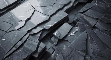 Abstract Marble Texture with Cracks and Layers, Dark and Moody Background. photo