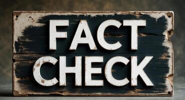 Fact Check Sign on Rustic Wood, Emphasizing Accuracy and Verification, Important Concept photo