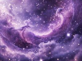 Purple Galaxy Dreamscape. A Celestial Symphony of Nebulae and Sparkling Stars. photo