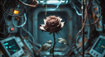 A rose in a space station photo