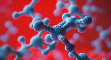 A close up of a molecule on a red background photo