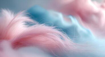A close up of a pink and blue feather photo