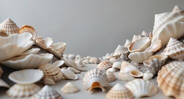 A pile of shells on a gray surface photo