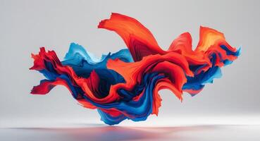 A colorful abstract painting with red and blue swirls photo