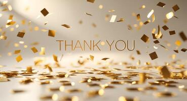 Thank You Golden Confetti Celebration, Elegant Appreciation Background, Festive Message. photo