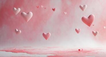 Floating Hearts on Pink. A Valentines Day Abstraction with Soft Textures and Colors. photo