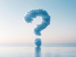 Cloud question mark over calm sea, conceptual image for inquiry and knowledge. photo