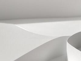 Abstract White Paper Curve. Minimalist Design with Light and Shadow, Texture Details. photo
