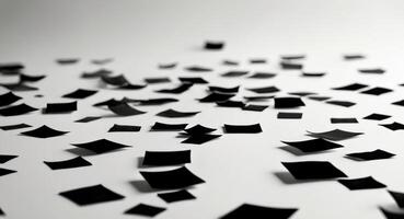 Scattered Shadows. An Abstract Composition of Black Paper Shapes on White Canvas. photo