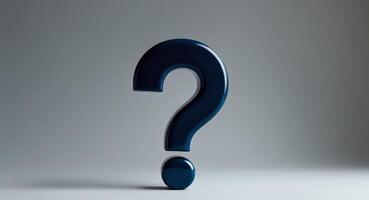 A Shiny Blue Question Mark Symbol in the Spotlight, Representing Uncertainty. photo