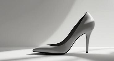 Elegant Single High Heel Shoe in White Studio Setting, Fashion, Luxury, Style. photo