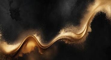 Abstract Black and Gold Wave Design, Elegant and Sophisticated, Dark Background. photo