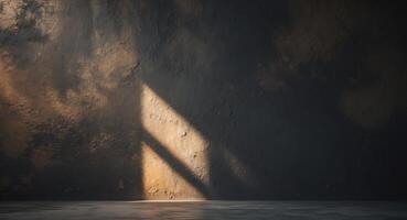 An empty room with a window and a light shining through it photo