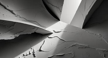 A black and white photo of a wall with cracks
