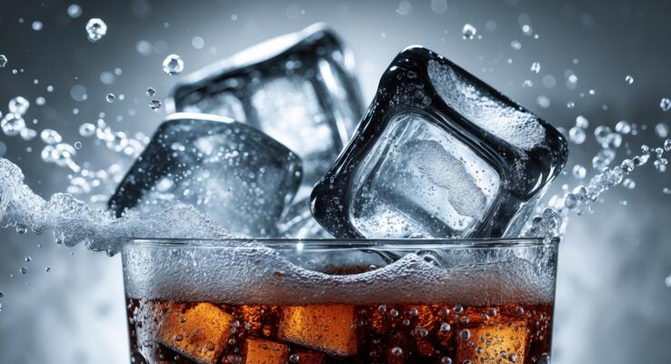 Ice cubes in a glass of cola