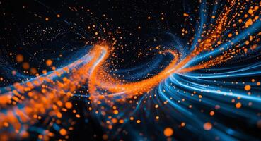 An abstract image of a glowing orange and blue light photo