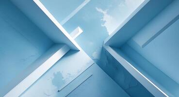 A blue wall with a sky in the background photo