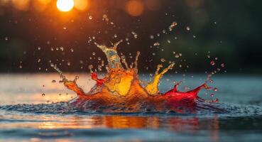 A splash of water with a red and orange splash photo