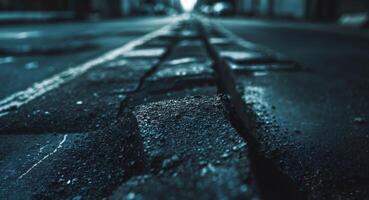 A street with a crack in the middle of it photo