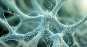 Microscopic Interwoven Strands, Cellular Matrix, or a Fungal Web. A Delicate Structure. photo