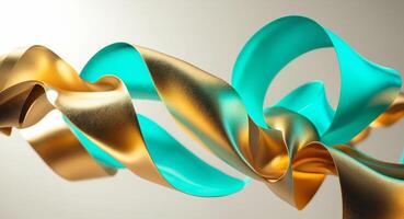 Golden and Teal Ribbon Swirl. A Luxurious Abstract Design for Celebrations photo