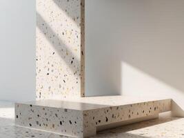 Terrazzo Platform and Column. A Minimalist Interior Design Concept for Presentation. photo
